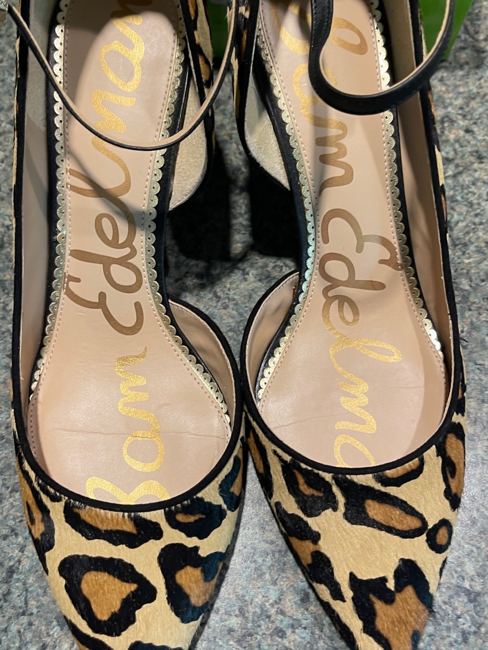Sam Edelman Leopard Print Ankle-Strap Pumps in Tan and Black - size 11 - Picture 2 of 8